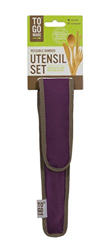 To Go Ware To Go Ware Reusable Bamboo Travel Utensils with Carrying Case & Carabiner Clip | Bamboo Utensils | Eco Friendly - color: Mulberry