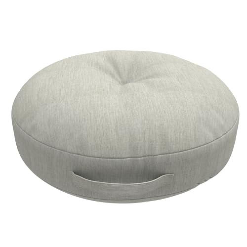 Covers & All Sunbrella Round Seat Cushion with Handle, Plush Outdoor Pillows and Chair Cushions for Home or Patio (22 x 5 Inch, Canvas Granite) - color: Canvas Granite, size: 22 x 5, style: Handle