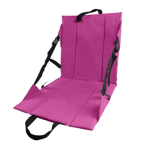 Folding Stadium Seat Cushion with Backrest, Portable Bleacher Pad for Camping, Fishing,15.8'' x 16.5'',Lightweight Chair with Backrest for Outdoor Sports and Concerts (Rose Pink) - color: Rose Pink