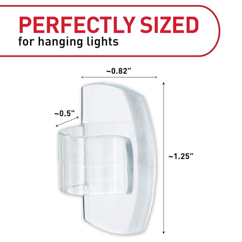 Command Outdoor Light Clips, 20 Clear Clips and 24 Command Strips, Damage-Free Hanging Outdoor Light Clips with Weather Resistant Strips, Wall Clip for Hanging Outdoor Lights and Cable Management - size: 20 Clips
