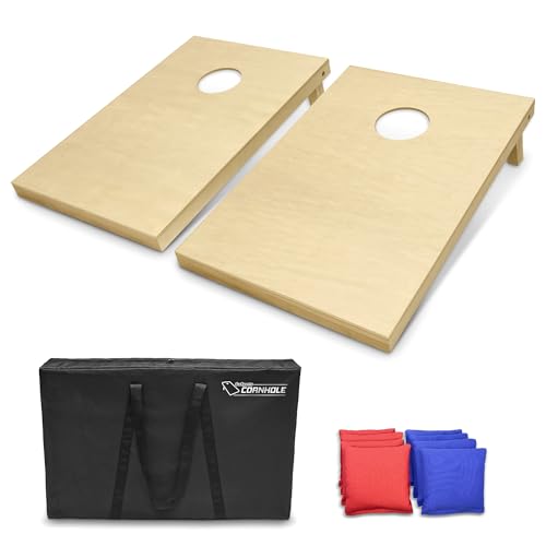 GoSports Solid Wood Premium Cornhole Sets - Choose 4 x 2 ft or 3 x 2 ft - Game Boards Include Set of 8 Cornhole Toss Bags - style: Classic