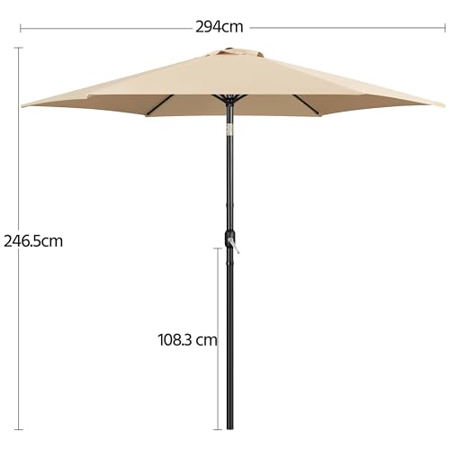 Yaheetech 10FT Patio Umbrella Market Umbrella with 8 Ribs Push Button Tilt and Crank Garden Table Umbrella for Garden, Deck, Backyard, Pool, Beach Tan - color: Tan, size: 10FT
