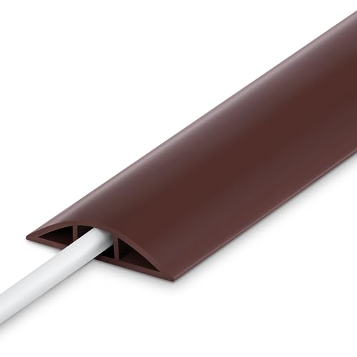 10FT Floor Cord Cover, Brown Cord Hider Floor, Durable Cord Covers for Wires on Floor, Cable Floor Cover Power Cord Cover, Floor Cord Protector Hide Cords on Floor Cord Cavity: 0.47" W x 0.24" H - color: Brown, size: W2" × L10'