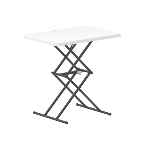 FanttikOutdoor Folding Table 2-Second One-Hand Height Adjustment, 3 Settings, Ultra-Thin 3.2" Fold, No Assembly, TV Tray Laptop Desk 28 inch, 1 Pack, White Zeta X1 Pro - color: Granite White