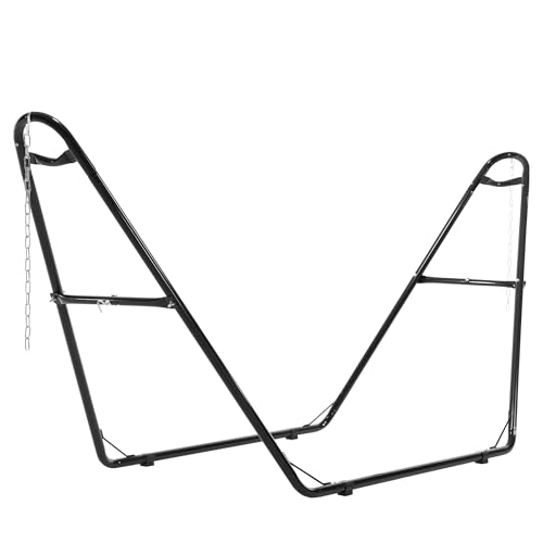 Sweetcrispy Universal Double Hammock Stand Only, Heavy Duty Hammock Stands for 2 Person, Steel Stand for Indoor and Outside Garden Backyard Patio Pool Beach - color: Black, size: 128IN