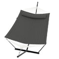 2 Person Double Hammock with Stand & Pillow, 450 LBS Heavy Duty Outdoor Hammock with Balance Rope for Patio Backyard Poolside