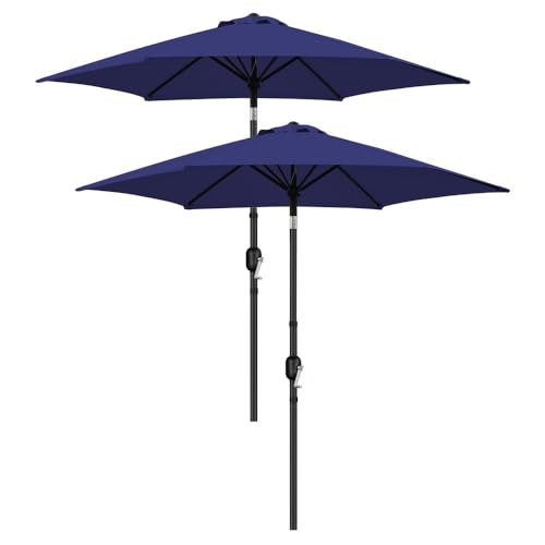 Yaheetech 2 Pack 9FT Outdoor Patio Umbrella Outdoor Table Umbrella w/Push Button Tilt & Crank, Yard Sun Shade UV Protection Waterproof for Pool, Market, Terrace, Beach, Outdoor Restaurant, Navy Blue - color: Navy Blue, size: 9FT