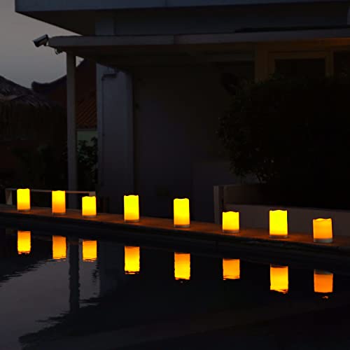 Homemory Solar Candles Outdoor Waterproof, 3"x6" Rechargeable Solar Powered Lights, Flameless Flickering Dusk to Dawn Sensor Outdoor Pillar Candles for Halloween, Lanterns, Garden, Patio, Porch - size: D3"xH6", 2 Pcs, Plastic