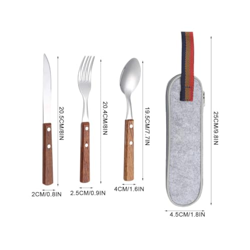 TOYANDONA Stainless Steel Fork, Knife Spoon Set with Gray Carrying Bag, Portable Travel Flatware for Camping, Picnic, and Outdoor Dining
