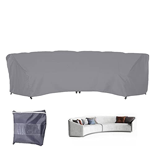 Curved Sofa Cover Outdoor Curved Sectional Sofa Cover Patio Furniture Couch Protector Waterproof Half Moon Sofa Set Cover with Windproof Elastic Cord for Garden Indoor All Weather Protection - size: 190x39x36in(483x99x92cm)