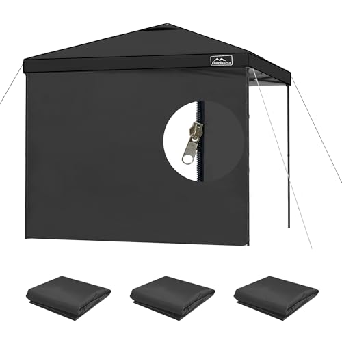 KAMPKEEPER Instant 10X10 Canopy Sidewalls with Zipper for Pop Up Canopy Frame, 3Pack Sunwalls fit 10' Outdoor Canopies with Straight Leg (Black) - color: Black