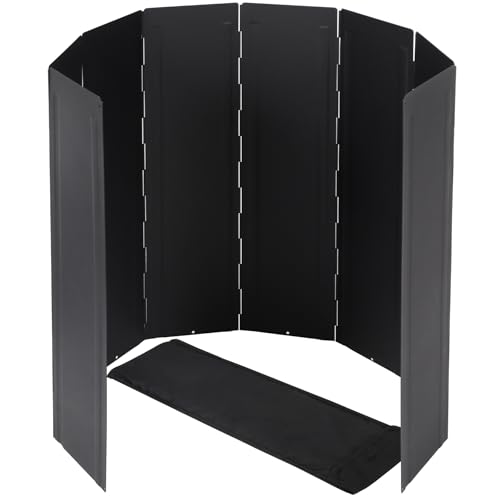 23.6 Inch Extra Tall Camping Stove Windscreen - Heavy Duty 8-Panel Folding Design for Butane Burners and Grills, Camp Stove Windshield for Camping, Hiking, Picnic - color: Black Iron