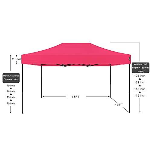 AMERICAN PHOENIX 10x15 Tent Pop Up Canopy Easy Portable Commercial Instant Canopies Outdoor Market Shelter (10'x15' (Black Frame), Pink) - color: Pink
