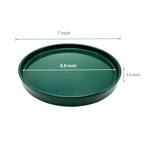 2 Pack Ceramic Plant Saucer Pot Tray 7 Inch, Planter Saucers 4 5 6 7 8 9 10 11 12 13 Inch for Indoors Outdoor, Durable Sturdy Flower Drainage drip Water Tray for Glazed Pots Base (7 Inch-Green) - color: Green, size: 7in 2pack