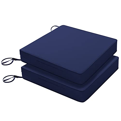 Favoyard Patio Chair Cushions 17 x 16 x 2 Inch Waterproof Outdoor Seat Cushions for Patio Furniture 3-Year Color Fastness Garden Sofa Couch Pads with Handle & Adjustable Straps Set of 2, Blue - color: Blue, size: 17 X 16 X 2 in