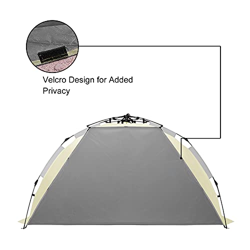 Oileus X-Large 4 Person Beach Tent Sun Shelter - Portable Sun Shade Instant Tent for Beach with Carrying Bag, Stakes, 6 Sand Pockets, Anti UV for Fishing Hiking Camping, Waterproof Windproof, Khaki - color: Khaki