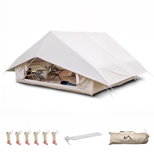 9.8' x 7' Camping Tarp for 4/6 People, 4 Season UV Protection,PU 3000mm Waterproof, Multifunctinal Ultralight Shelter Awning Sunshade Cloth, Portable for Traveling Backpacking Outdoors - color: Beige, size: 9.8' x 7'