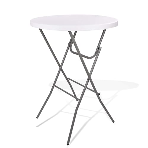 Lakhow Cocktail Table 28in Folding Round High Top Indoor Outdoor with Removable Legs, Tall Bistro Foldable Bar Height Table for Parties, Patio, Backyard, Dining Room, Events, Black- 1PCS - size: 28''×43''/1PC