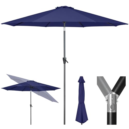 Tempera Patio Market Outdoor Table Umbrella with Push Button Tilt and Crank, Large Sun Umbrella with Sturdy Pole & Fade Resistant Canopy, Easy to Set - color: Navy, size: 7.5 FT