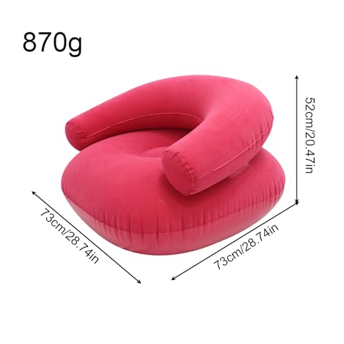 Inflatable Lounge Chair – Flocking PVC 73x73x52cm | Flocked Lounger Seat Lightweight Air Sofa | Portable Blow Up Chair for Outdoor Beach Pool Stadium Travel Living Room and Bedroom Use - color: Hot Pink