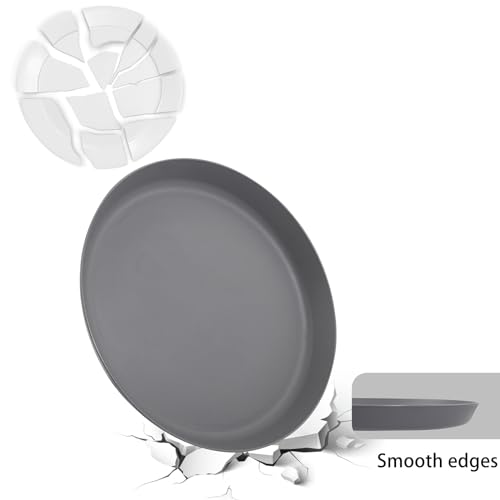 EI 18pcs Dark Grey Wheat Straw Plates Set,Unbreakable Deep Dinner Plates,Reusable Heavy Duty Plastic Plate,Lightweight Salad Plate for Camping,Kitchen,Picninc - color: Dark Grey Wheat Straw Plates