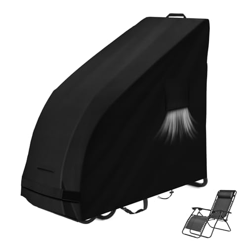 Kovshuiwe Outdoor Folding Chair Cover 420D Waterproof, Folding Chair Storage Covers All Weather,Zero Gravity Chair Cover with Storage Bag 165x65x110cm(LxWxH)
