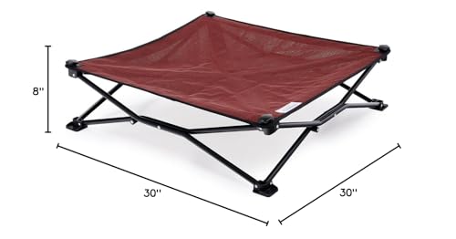 Coolaroo On-The-Go Elevated Dog Bed - Foldable Pop-Up Travel Dog Bed with Breathable, Moisture-Resistant Fabric, Carry Bag Included, Lightweight & Portable, Brick, Medium - color: Brick, style: Medium