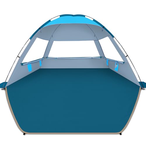 COMMOUDS Beach Tent Sun Shade for 3/4/6/8 Person, UPF 50+ Beach Sun Shelter Canopy Tent, Lightweight, Easy Set Up and Carry - color: Blue, size: 8 Person