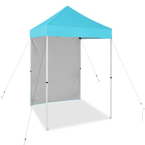 EAGLE PEAK Pop up Canopy 5x5, Outdoor Portable Canopy Tent with One Removable Sunwall, Carry Bag Included, Light Blue - color: Light Blue