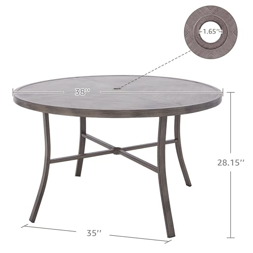 NATURAL EXPRESSIONS 5-Piece Outdoor Patio Dining Set, 4pcs Patio Swivel Rocking Chairs and 38’’ Round Dining Table with 1.65’’ Umbrella Hole - size: 5pcs Dining Sets