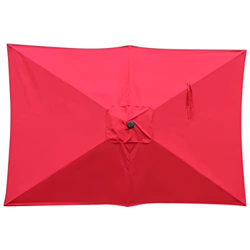 Blissun Rectangular Patio Umbrella, Table Market Umbrella with Tilt and Crank, Outdoor Umbrella for Garden, Deck, Backyard, Pool and Beach - color: Red, size: 6.5 x 10 FT