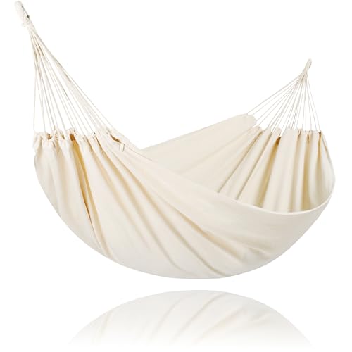 SUNCREAT Camping 2 Person Canvas Hammock, Double Travel Hammock, 475 lbs Capacity, Natural - color: Beige, size: X-Large