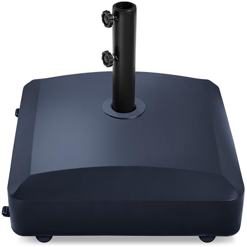 Best Choice Products 123lb Capacity Fillable Mobile Umbrella Base Heavy Duty Market Stand for Patio, Deck, Poolside w/ 4 Wheels, 2 Locks, 2 Knobs, Wind-Resistant Design - Navy Blue - color: Navy Blue