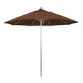California Umbrella 9' Round Aluminum/Fiberglass Umbrella, Push Open, Silver Pole, Olefin Teak Fabric - color: Teak