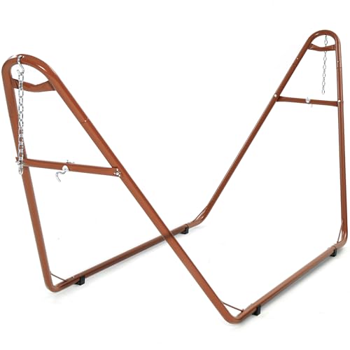 gafete Universal 2 Person Hammock Stand Only, 600 lbs Capacity, Fits 9 to 14ft Hammocks, Adjustable Double Heavy Duty Powder-Coated Steel Stand for Outside, Multi-Use (Rose) - color: Rose