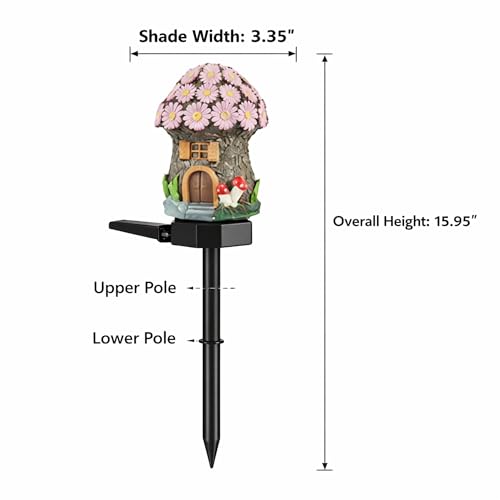 Solar Pink Floral Cottage Lights Outdoor, 2 Pack Waterproof Fairy Garden Pathway Lights, Hand-Painted Resin Flower House Decor for Yard Lawn Patio, Gift for Garden Lovers - style: Pink Floral Fairy Cottage