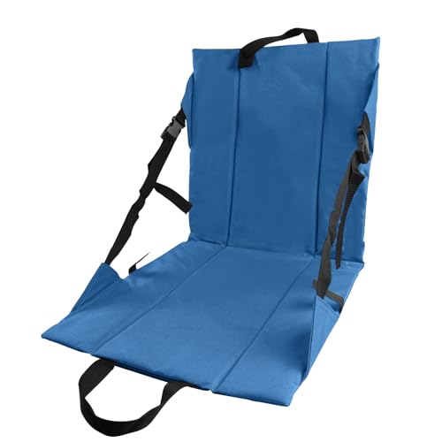 Folding Stadium Seat Cushion with Backrest, Portable Bleacher Pad for Camping, Fishing,15.8'' x 16.5'',Lightweight Chair with Backrest for Outdoor Sports and Concerts (Blue) - color: Blue