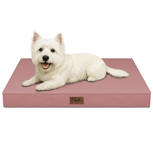 Outdoor Dog Bed for Small Dogs & Cats, Waterproof Dog Crate Mat Orthopedic Egg Crate Foam with Washable Removable Oxford Cover, Pink - color: Pink, size: 23.0"L x 17.0"W x 2.5"Th