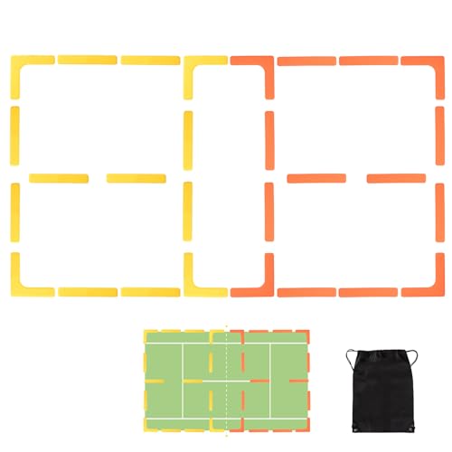 Hikeen Court Lines Marker Kit Anti-Slip and Wind-Resistant Throw Down Markers 28pcs or 84pcs, Pickleball Net Court for Outdoor Indoor Court - color: Yellow Orange
