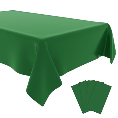 4 Pack Dark Green Plastic Tablecloths Disposable Tablecloths Dark Green Table Cloths for Parties Birthdays Graduations Restaurants Weddings,Picnics,Fits 6 to 8 Foot Rectangle Tables (54 × 108 Inch) - color: Solid Deep Green, size: 54" x 108" Rectangular (