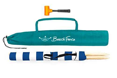 Premium 20 ft Beach Windscreen, Privacy Screen, Wind Blocker - Original Nautical, Free Rubber Mallet and Carry Bag Included - color: Original Nautical