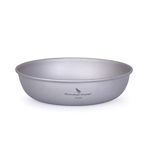 iBasingo Titanium Pan Dish Plate with Carry Mesh Bag Ultralight for Outdoor Camping Tableware Cookware Mess Kit A-Ti1101T - color: S-Ti1101T