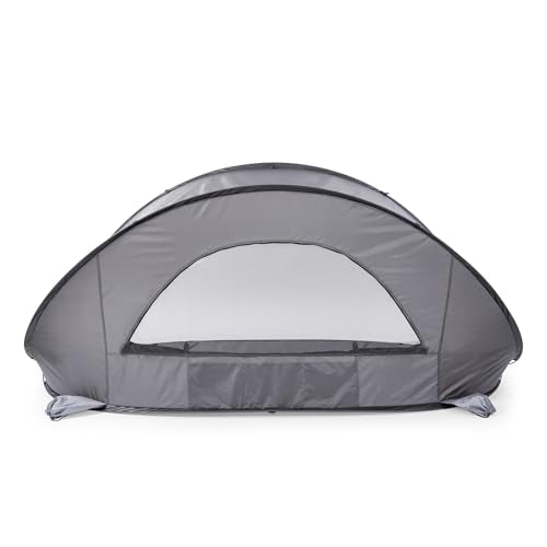 PICNIC TIME Manta Portable Beach Tent, Fully-Assembled Pop Up Tent, Beach Shade and Sun Shelter, Instant Outdoor Shade with Carrying Bag for Outdoors and UPF50+ UV Protection (Gray with Black Accents) - color: Gray