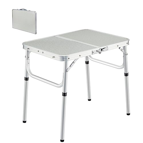 REDCAMP Small Folding Camping Table,2ft Portable Aluminum Outdoor Small Foldable Table Adjustable Height Lightweight for Picnic Cooking Beach - size: 24''L x 16'' x 19"(2 heights10"/19")