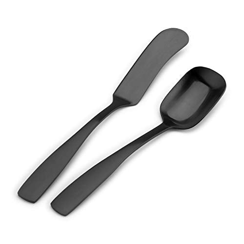 O.C.E. 5-Piece Matte Black Serving Flatware Silverware Set, Utensil Set of Stainless Steel, Satin Finish, Hostess Tableware Serving Set, Dishwasher Safe - color: Matte Black, size: 5-Piece
