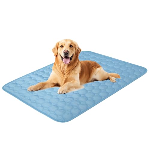 Dog Cooling Mat,2025 Upgrade Pet Cooling Mat for Dogs Cats,Summer Ice Silk Cool Mats & Sleeping Pad for Indoor or Outdoor,Perfect as Blanket for Kennel Sofa Bed Floor Car (Blue, Medium, 23.6"x19.3") - color: Blue, size: Medium