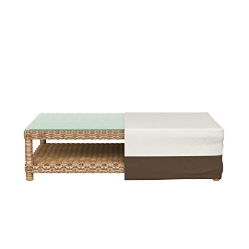 Amazon Basics Outdoor Patio Coffee Table Cover, Waterproof, UV Resistant, Weather Protection with Secure Straps, Beige/Tan, 48" x 28" - size: 48"x28"