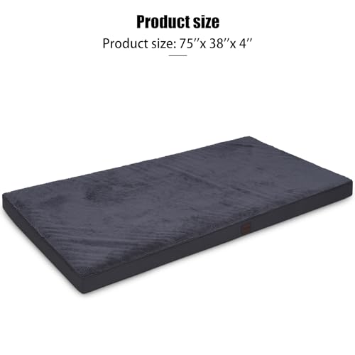 Waterproof Human Dog Bed Orthopedic Dog Beds for Crate with Removable Washable Cover Egg-Crate Foam Pet Pad Mat with Anti-Slip Bottom, 75x38 Inch, Grey - color: Grey, size: 75"L x 38"W x 4"H