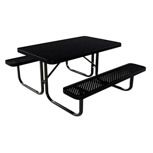 COATEDOUTDOORFURNITURE Heavy-Duty Portable Outdoor Kids Table, Punched Steel Kids Picnic Table, Commercial-Grade Picnic Table, Made in America (4ft Rectangular, Childrens, Black) - color: Black, size: 4 Ft, Rectangle Childrens, Punched Steel