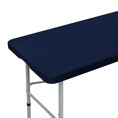 Fitted Rectangle Tablecloth 20 x 30 Inch Elastic Table Cloth for 2.5ft Table, Stretch Spandex Table Cover Navy Washable Polyester Table Top Cap Cover for Dining Picnic Camping Indoor and Outdoor - color: Navy, size: 30" x 20" (Rectangular)
